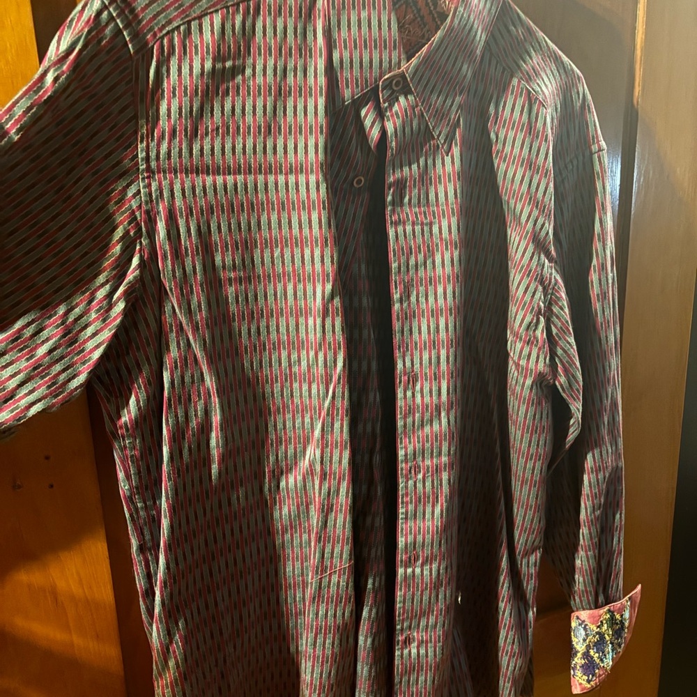 Robert Graham Red and Green Patterned Shirt
